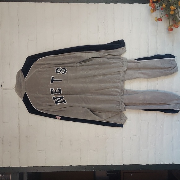 Vintage Brooklyn Nets NBA Unique Sports Generation Velour Jacket and Pants Men, - Picture 2 of 12